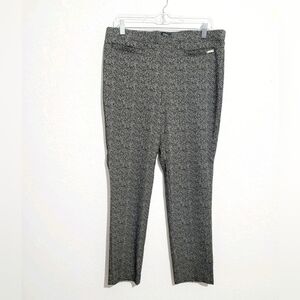 Jones New York Women’s Pants Size Large Gray Black Textured Stretch Pull-On